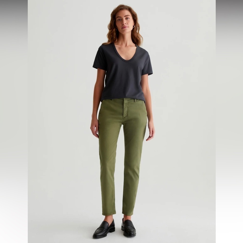 Adriano Goldschmied Green Corduroy Straight Leg Trouser Pants Womens 27 Caden